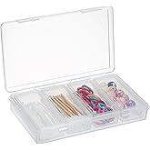 OwnMy 4 in 1 Portable Travel Cotton Swab Holder, Travel Floss Pick Holder Case Floss Dispensers, Small Clear Plastic Storage Organizer Containers for Cotton Balls & Pads, Hair Ties & Pins