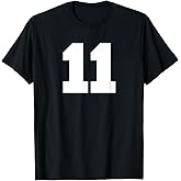 Number 11 Sports Jersey Player #11 Fan Front Print Varsity T-Shirt