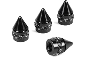 ToBeQueen Black Bling Tire Valve Caps, 4 Pack Handmade Crystal Rhinestone Diamond Tire Caps Universal Dustproof Black Bling Car Accessories for Women for Car/SUV/Motorcycle/Bike(Black)