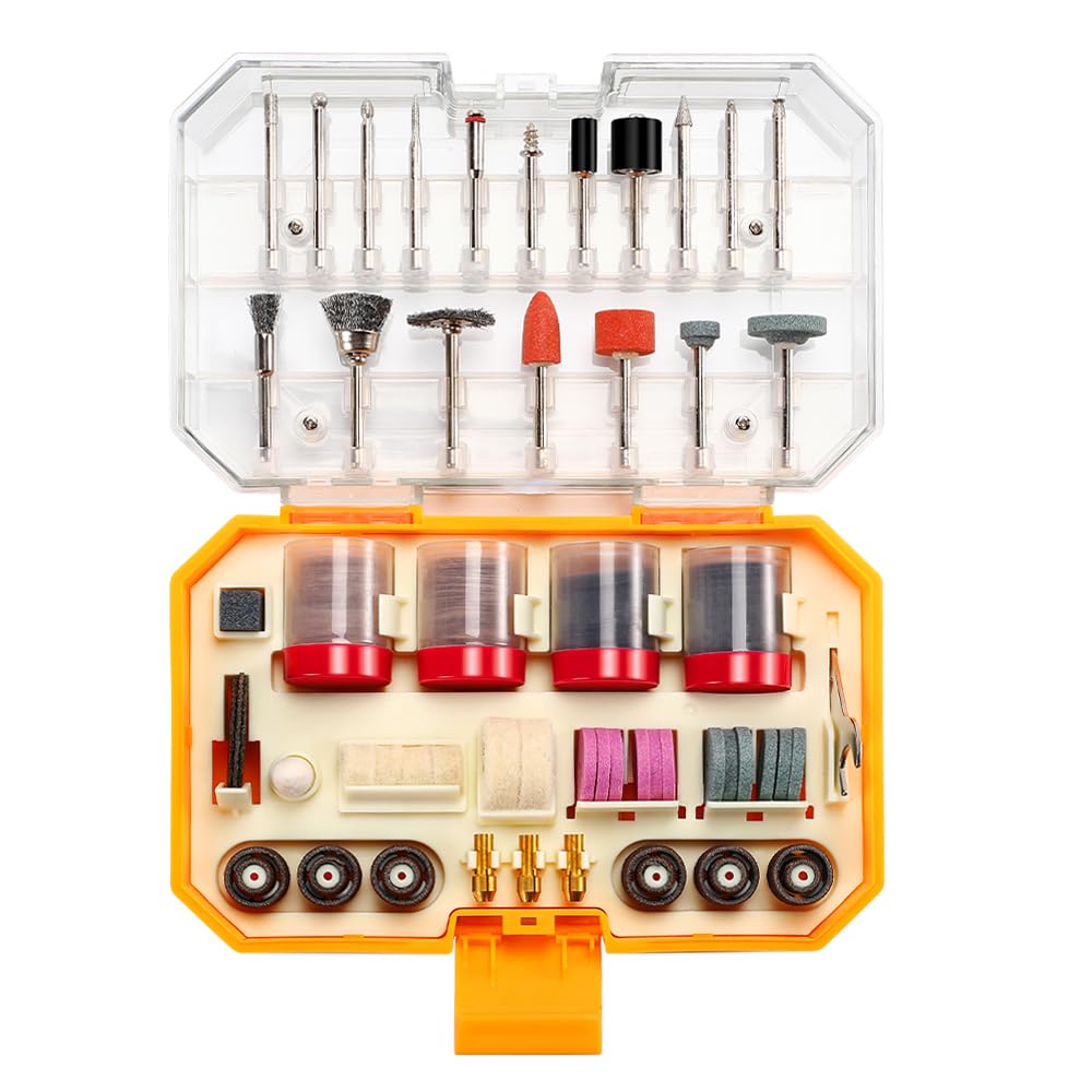 Hoteche 227-Piece Multifunctional Tool Accessory Set - Universal Accessories for Grinding, Cutting, Drilling, Polishing and Rust Removal - Practical Storage in Plastic and Colour Packaging