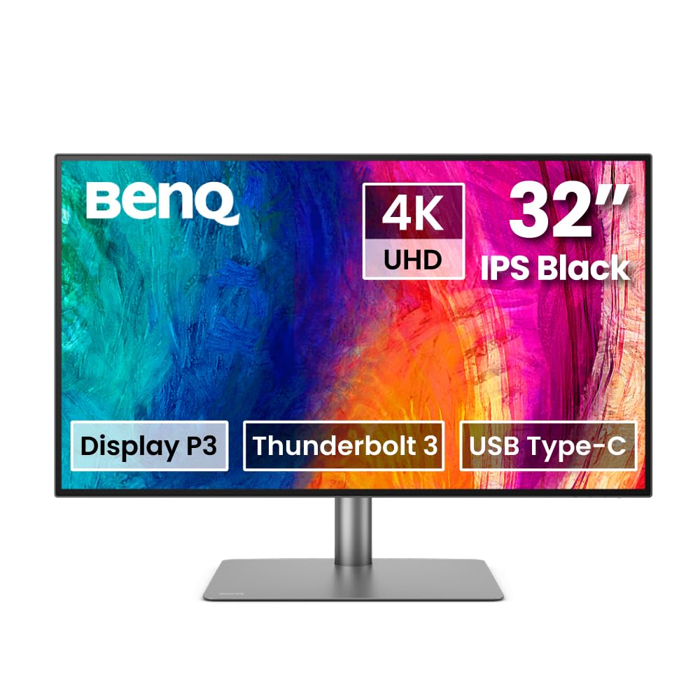 BenQ Creative Pro PD3225U 32” 4K Monitor for Mac & Designers 3840x2160 UHD, 2000:1 IPS, Thunderbolt 3, Display P3, DCI-P3, sRGB, Rec.709, AQCOLOR, Factory-Calibrated, Hotkey Puck G2, ICC sync, KVM