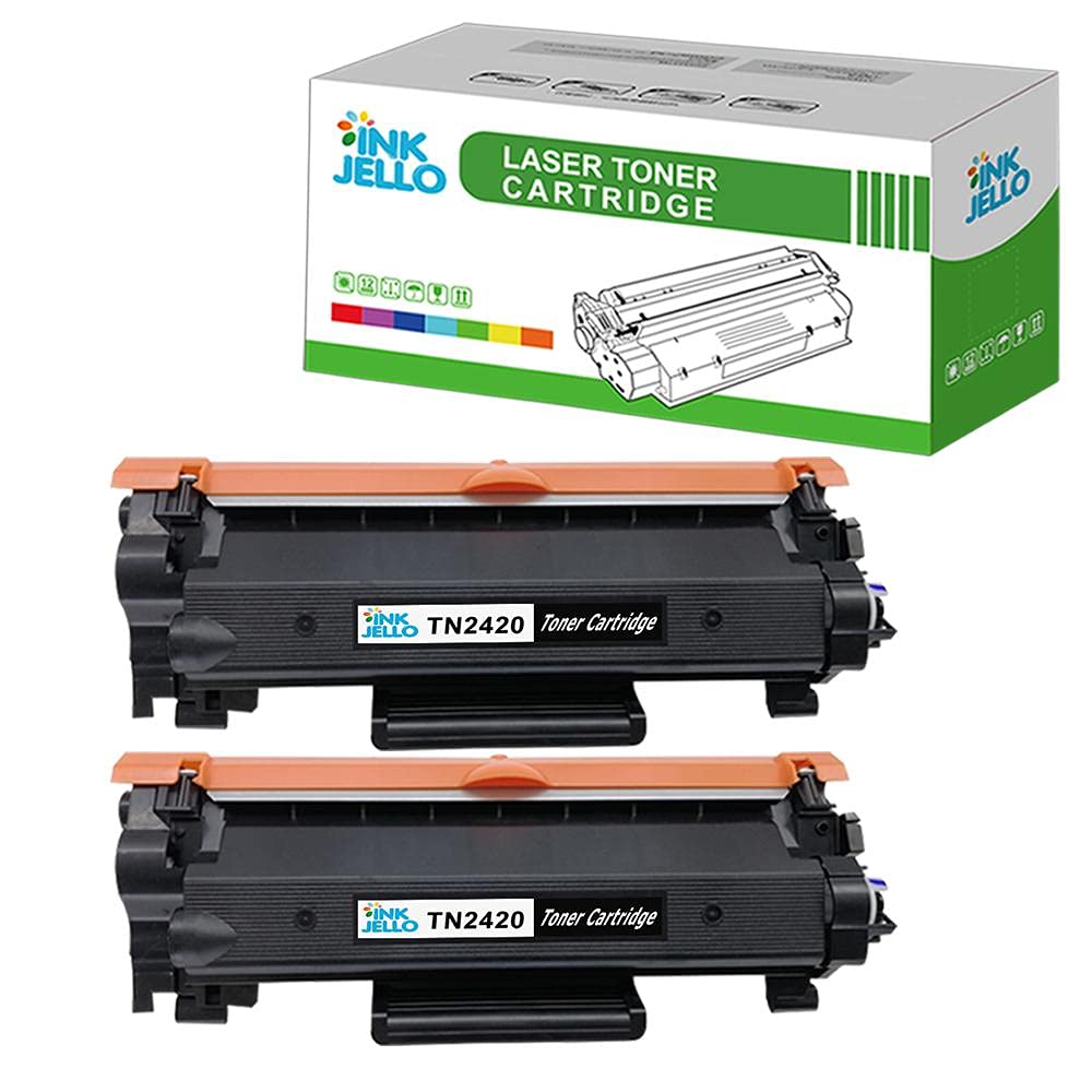 InkJello Toner Cartridge For Printer,Compatible with Brother Brother DCP-L2510D L2530DW HL-L2310D L2350DW L2370DW L2370DW XL L2375DW MFC-L2710DN L2710DW L2730DW L2750DW TN2420 with Chip(Black, 2-Pack)