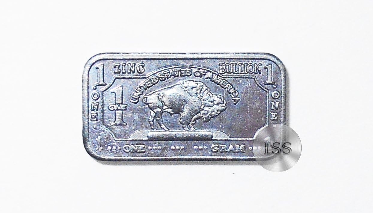 Fine .999 (Zinc) Buffalo Bison Bars, Each Weighs 1 Gram, 1g Ingot, Superb Addition To Metal Collection, Part of a Unique Collectable Series, Iconic Design, Pure Fractional Industrial (Zinc)