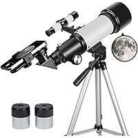 Telescope for Adults Beginners, 70mm Aperture 400mm AZ Mount Fully Multi-Coated Optics Refractor Portable Telescopes, Travel 