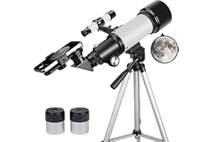 Telescope for Adults Beginners, 70mm Aperture 400mm AZ Mount Fully Multi-Coated Optics Refractor Portable Telescopes, Travel 