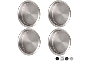 Enconker 4 Pack Closet Door Finger Pull 2-1/8”, Sliding Closet Door Hardware Bypass, Satin Nickel Cabinet Pulls, Easy Snap-in Installation Fits 5/16”Depth x 2-1/8" Diameter Opening Hole
