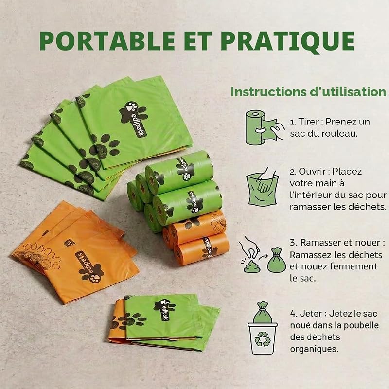 , Sac a Crottes Chien, 36 Rouleaux / 540 unités, Extra Épais, Étanche, Pour Chiens, Animaux de Compagnie, non Parfumés (36 Rouleaux / 540 unités)