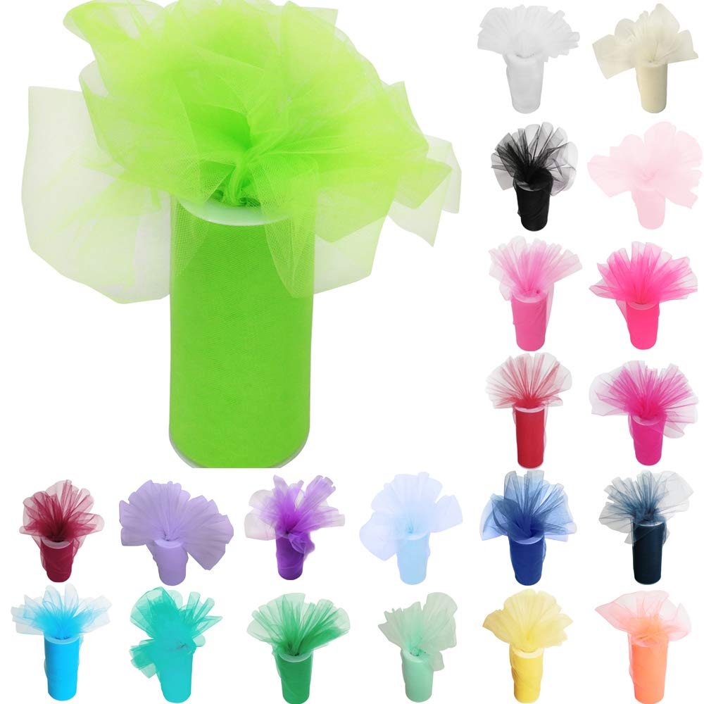Time to Sparkle 6 Inchs x 25yards/75FT Tulle Roll Spool Tutu Party Birthday Wraping Crafts Bridal Bow Skirt Wedding Decor, Apple Green — image 1