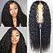 Prom Rosa Curly Lace Front Human Hair Wigs Pre Plucked Brazilian Kinky Curly Lace Frontal Wig with Baby Hair 150% Density Virgin Hair Wigs for Black Women（18Inch, Lace Front Wig)