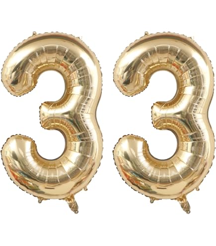 Gold 33rd Birthday Confetti Balloons - 12 Inch Latex With Gold Confetti 16 Pack