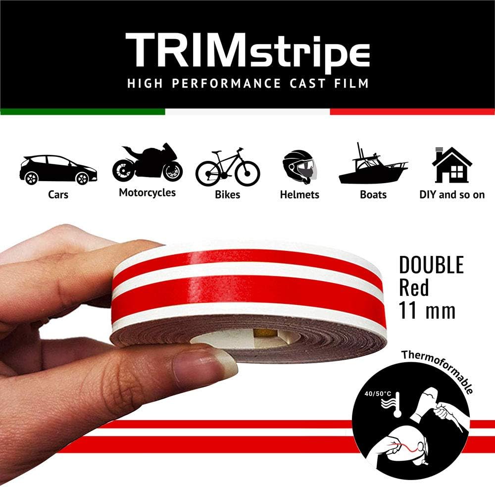4R Quattroerre.it 10509 Trim Stripes Double Adhesive Strips for Cars Red, 11 mm x 10 mt