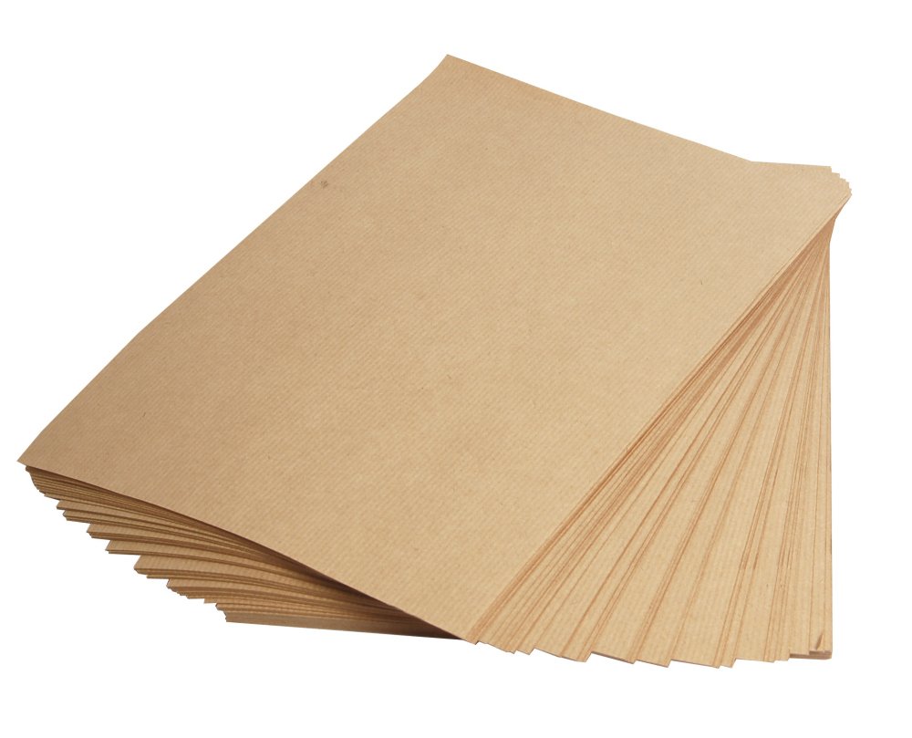 Clairefontaine - Ref 3708C - Kraft Paper (250 Sheets) - A4 (297 x 210mm) Sized - Natural Brown, Smooth Side & Ribbed Side, 90gsm Paper, Acid Free, pH Neutral