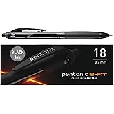 Pentonic BR-T Retractable Ballpoint Pens, 18 Count, Black Ink, 0.7 mm Fine Point, Smooth Writing For Journaling, Office & School (PEN12124)