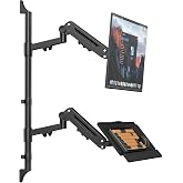 PUTUOSEN Wall Mount Monitor Arm with Keyboard Tray for 17 to 32 Inch | Height Adjustable Full-Motion Spring Arm Wall Mount Workstation Holds up to 26.4lbs, VESA 75x75/100x100mm,Black