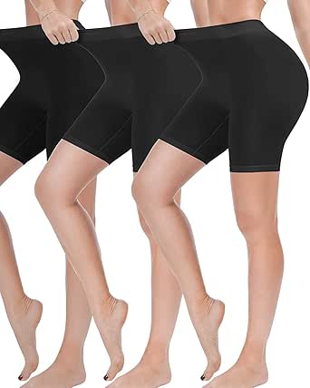 Reamphy 3 Pack Slip Shorts for Women Under Dress,Comfortable Smooth Yoga Shorts,Workout Biker Shorts