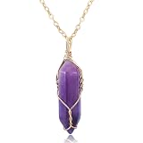 Hexagonal Natural Quartz Stone Pendant Healing Crystal Full Wire Wrap Gemstone N