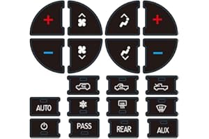 PAWACA AC Dash Accents Button Sticker Repair Kit for Fixing Ruined Faded A/C Control Buttons - Decal Replacement Fits Select 07-15 GM Vehicles - Car SUV Accessories（Suburban, Chevy Tahoe...）(2 PCs)