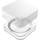 CaSZLUTION Mac mini M4 Stand Holder with Built-in Air Filter | Clear Acrylic Desktop Mount, for 2024 Mac mini M4 Pro, Easy Power Access, Enhanced Airflow &amp; Dustproof