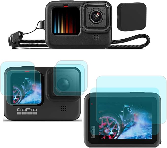 Camera Screen Protector for GoPro Hero 9 (6+1pack) and Silicone Case