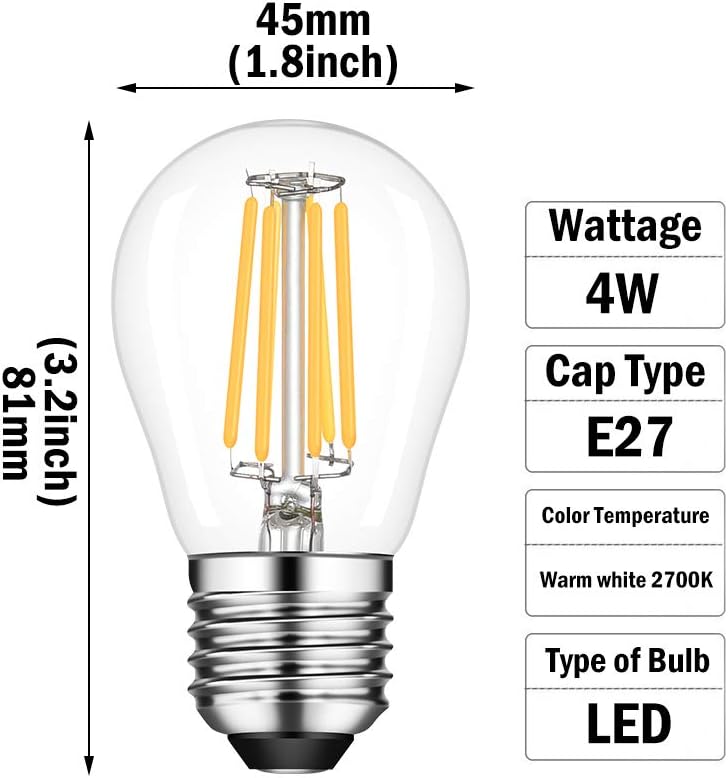 BINGSHION E27 Dimmable 6W LED G45 Light Bulbs, 60W Incandescent Bulb Equivalent, 2700K Warm White, 600lm, Pack of 10 - Image 3