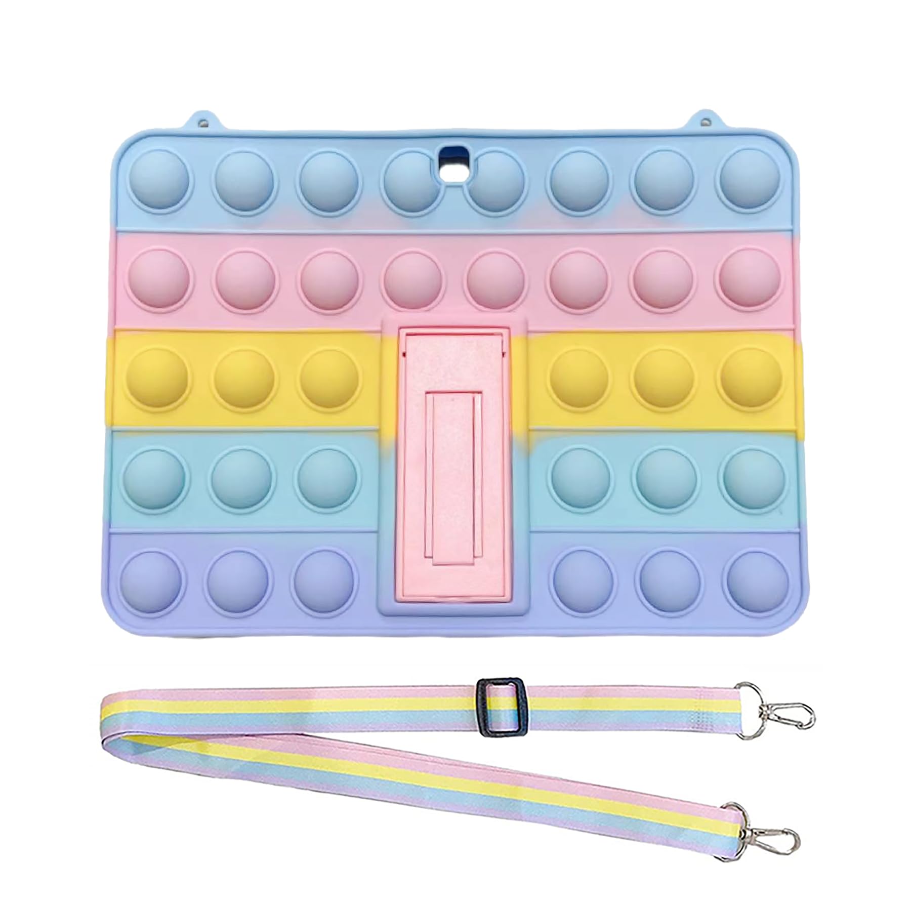 XZC Push Pop Fidget Toys Case for Samsung Galaxy Tab 4 10.1 2014 Release Model SM-T530/T531/T535 Silicone Shockproof Tablet Cover with Fold Kickstand and Lanyard (for Samsung Galaxy Tab 4 10.1)