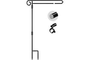 HOOSUN Garden Flag Stand Holder,Yard Flag Holder For Small Flags 12 x 18,Yard Sign Garden Flags Stake For Outside,Small Metal Garden Flag Pole For Yard With Tiger Clip