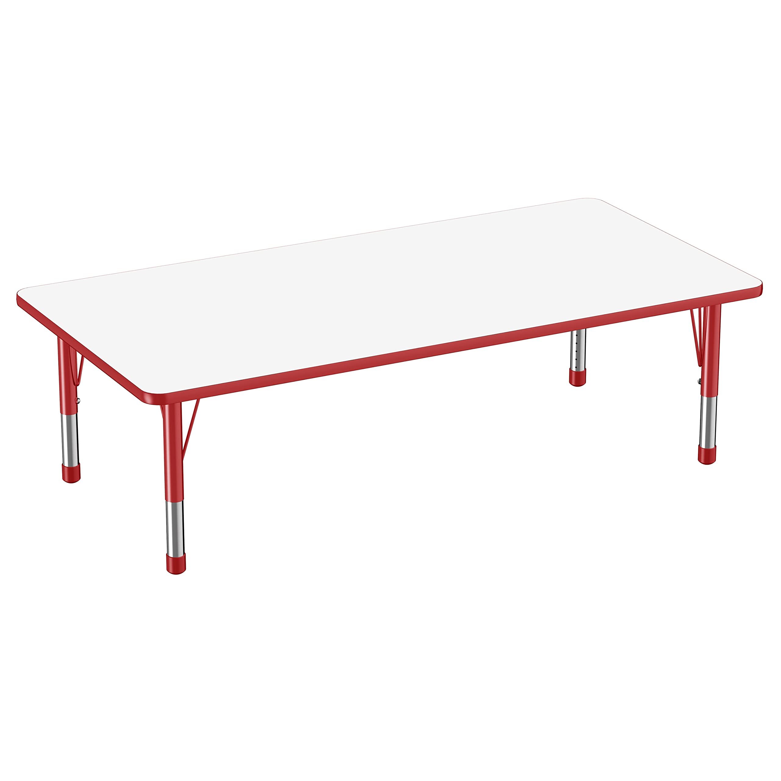 Photo 1 of  ** **only legs**Classroom Kids Table (36 x 72 inch), Chunky Toddler Legs, Adjustable Height 15-24 inches - Matching Red Legs