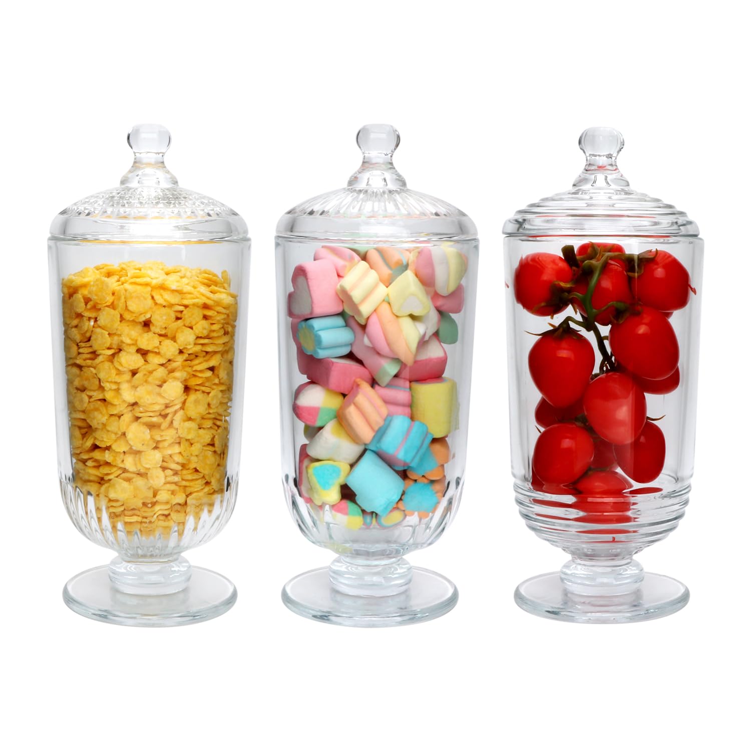Photo 1 of 27fl oz Glass Candy Jars with Lids,3 Pack Apothecary Jars,Storage Jar for Candy, Cookies, Snacks, Kitchen Pantry, Clear Glass Jar for Countertop Display & Party Favors