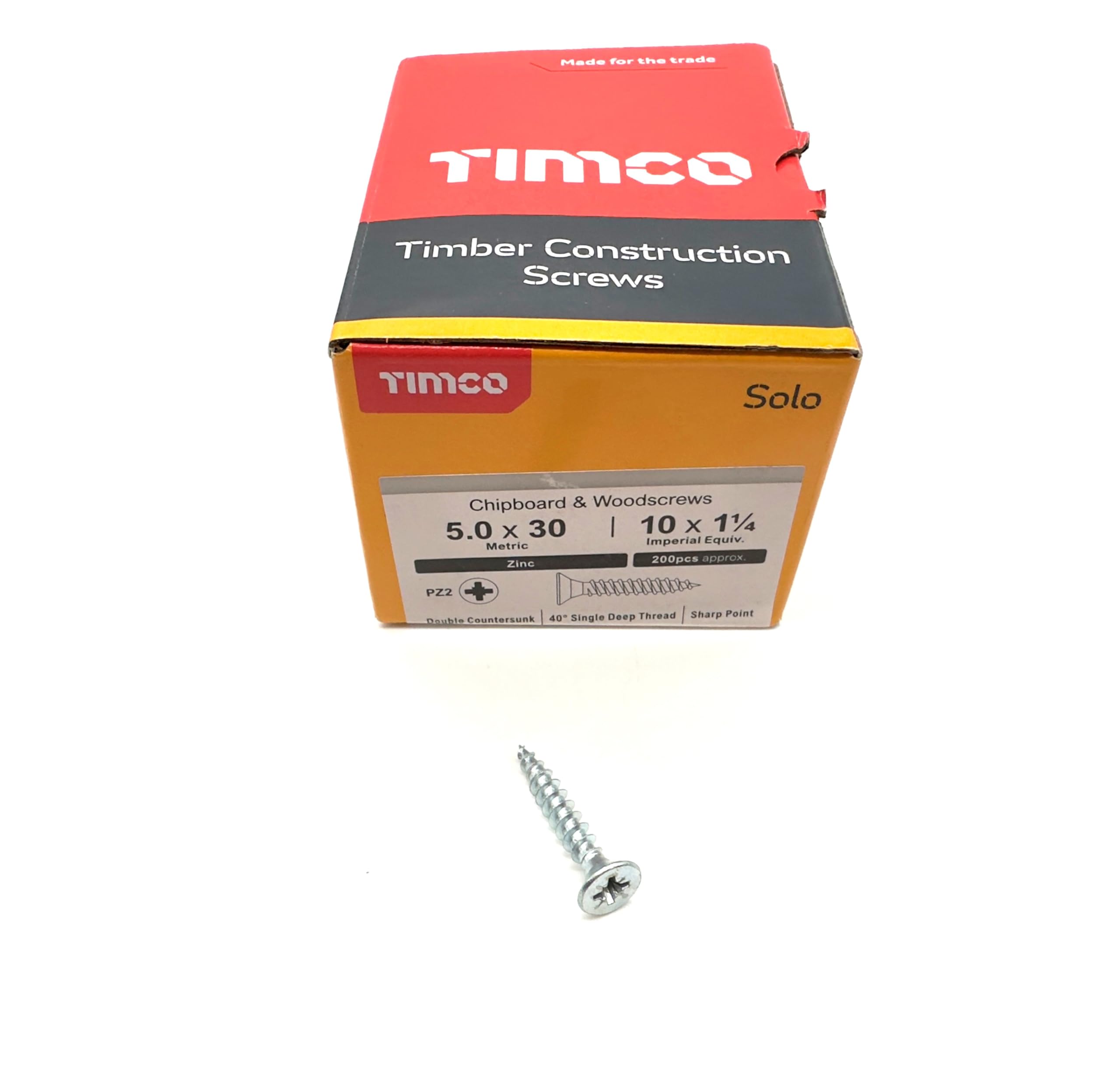 200 Pcs Silver Wood Screws Double Countersunk General Purpose (5mm x 30mm)