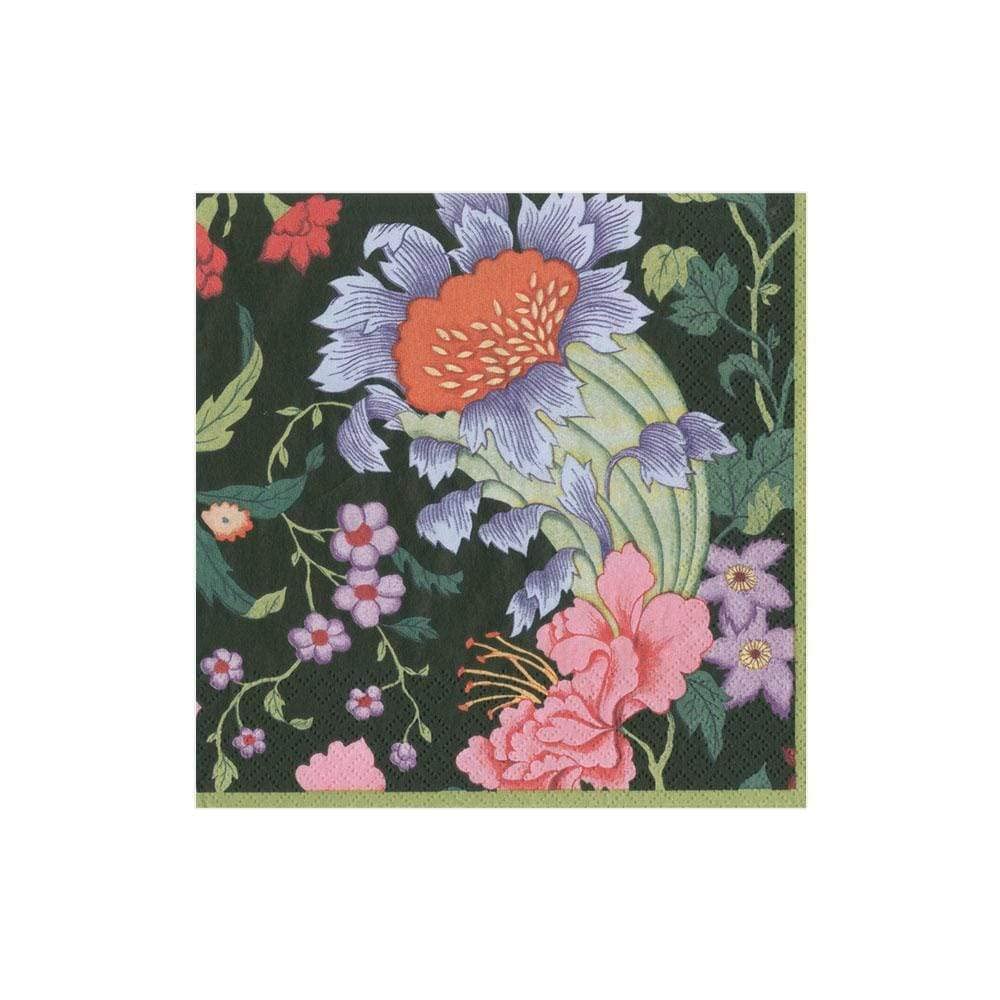 Caspari Chinese Silk Paper Cocktail Napkins in Black, 20 Per Package