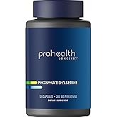 ProHealth Phosphatidylserine. Protects Cognition and Brain Health. Supports Healthy Nervous System Function. Enhances Athletic Performance and Recovery. 300 mg per 2 Cap. Serving, 120 Caps.