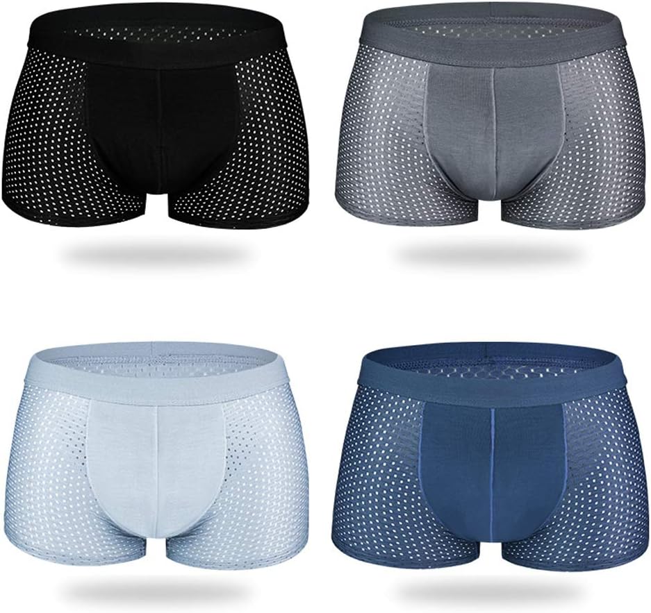 Ice Silk Men's Underwear, Breathable Ice Silk Boxers Soft Mesh Boxer Briefs Trunks