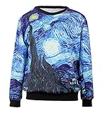 LoveLiness Womens Van Gogh Starry Night Print Pullover Sweatshirt Sweaters