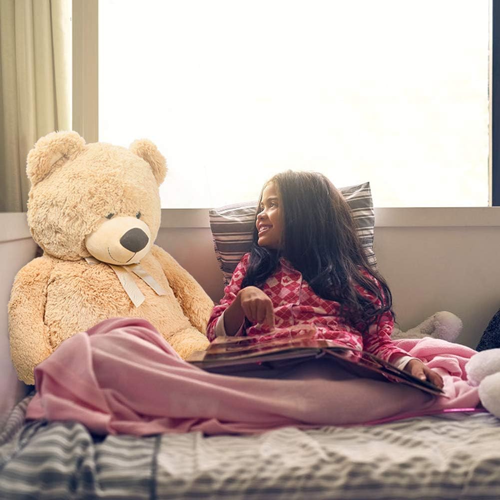LotFancy 39in Big Teddy Bear Stuffed Animal Plush, Cuddly Stuffed Teddy Bears, Large Teddy Bear Plush Toy with Big Footprints, Gifts for Girls, Girlfriend, Wife on Valentine's, Birthday: Toys & Games
