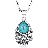 Vintage Turquoise Urn Necklace for Ashes 925 Sterling Silver with Stainless Steel Chain-Cremation Necklace Memorial Jewelry Gifts for Women-Sympathy Gift for Loss of Loved One