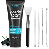 Blackhead Remover Mask Bamboo Charcoal Peel off Face Mask 100g/3.5fl.oz | With 3-in-1 Kit Pimple &amp; Deep Cleansing Black Facial Mask Shrink Pore With Blackhead Remover Extractor Tools