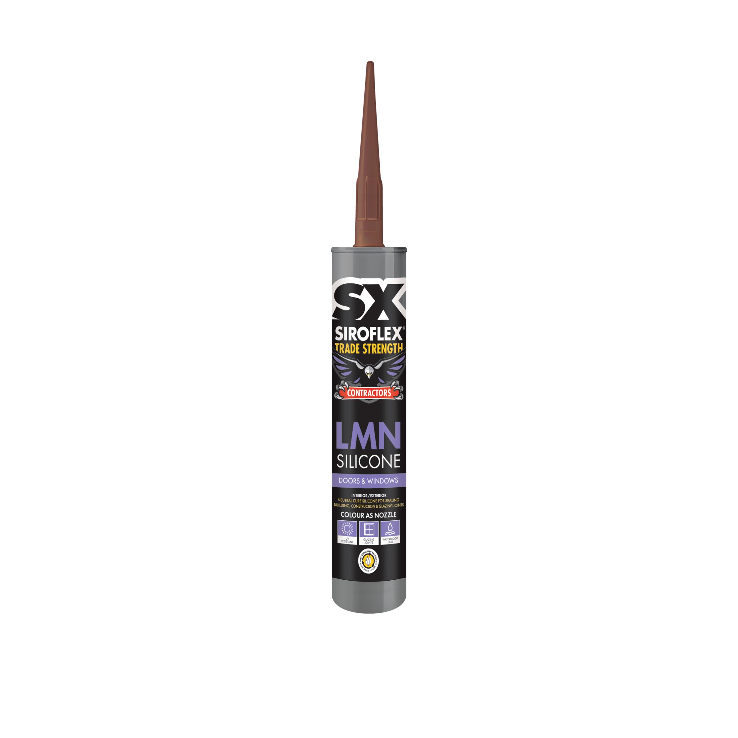Siroflex SX Contractors Low Modulas Neutral Cure Silicone Seals Most Building and Glazing Joints, Almost Odourless and Forms a Durable Rubber Seal, Size - 300ml Colour - Brown