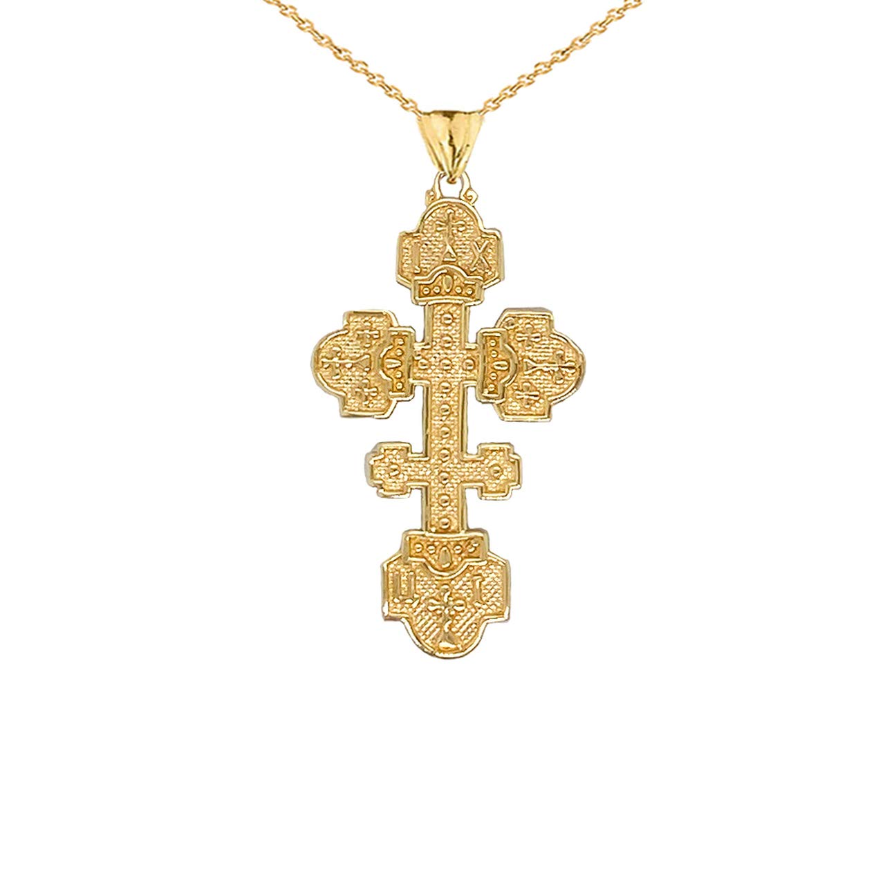 Certified 14k Gold Orthodox Cross Pendant Necklace