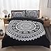 Meeting Story Mandala Bohemian Design 3Pcs Duvet Cover Set (Full, Black)
