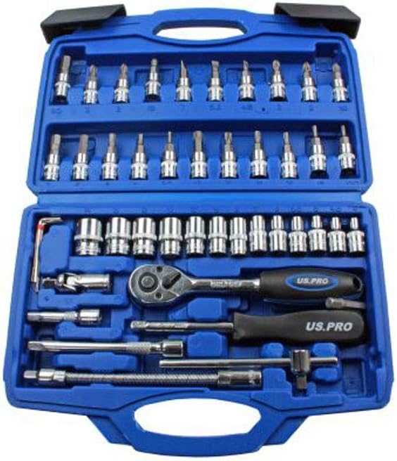 US PRO 46pc 1/4'' Metric Socket Set 4-14mm Hex Torx Screwdriver Bits B1387, Variety Pack