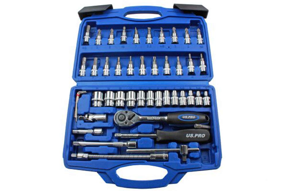 US PRO 46pc 1/4'' Metric Socket Set 4-14mm Hex Torx Screwdriver Bits B1387