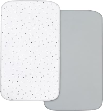 SPRINGSPIRIT Next to Me Crib Sheets Fitted 83x50cm Grey White Stars 2 Pack