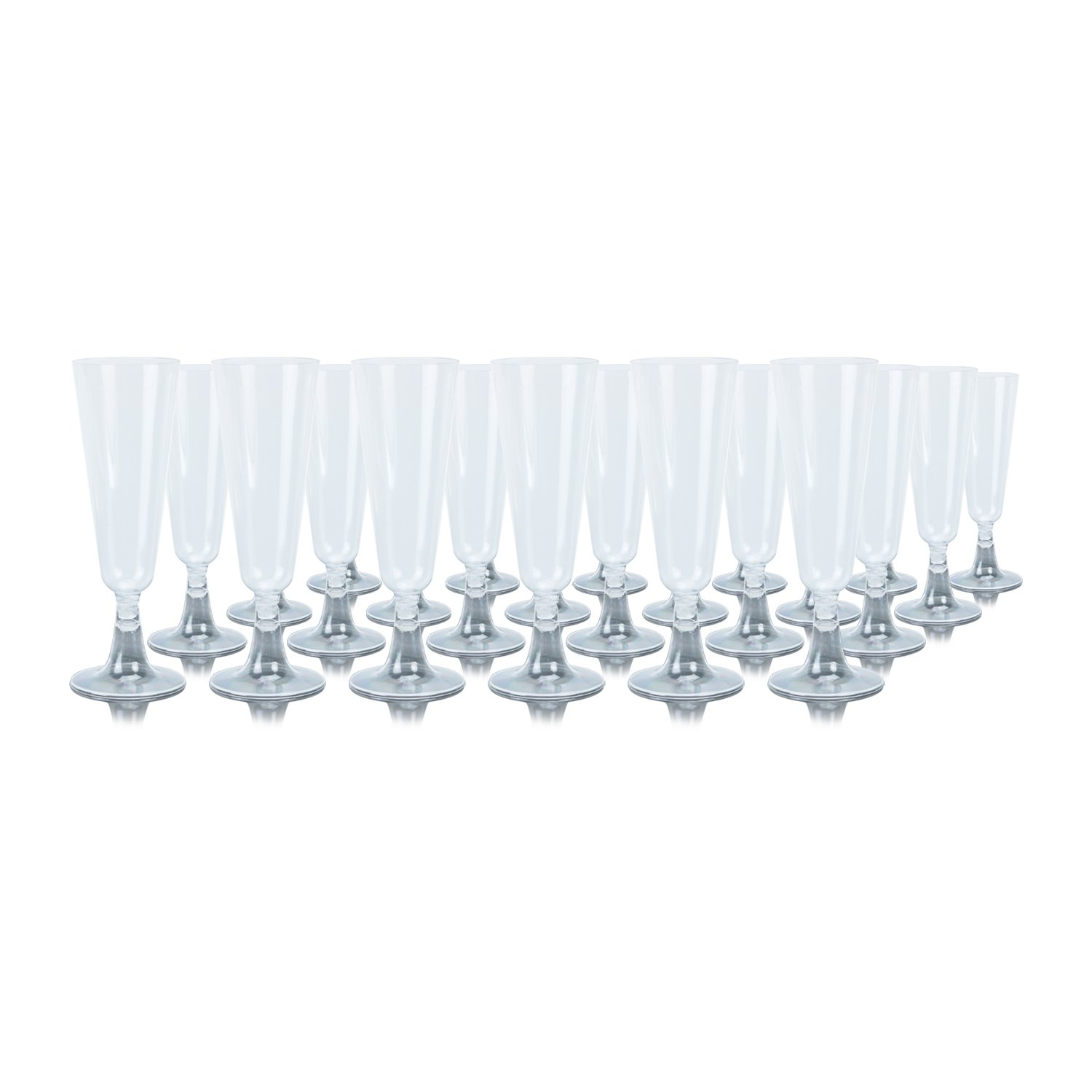 24 Clear Plastic Champagne Flutes/Glasses 140ml