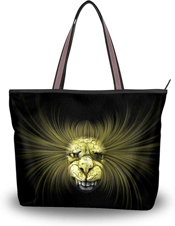 Amazon ライオン クール トートバッグ レディース 大容量 通勤 通学 旅行 高校生 軽い 軽量 肩掛けバッグ 対応 ハンドバッグ 大きさ ファスナー 2way 手提げバッグ ギフト プレゼント トートバッグ