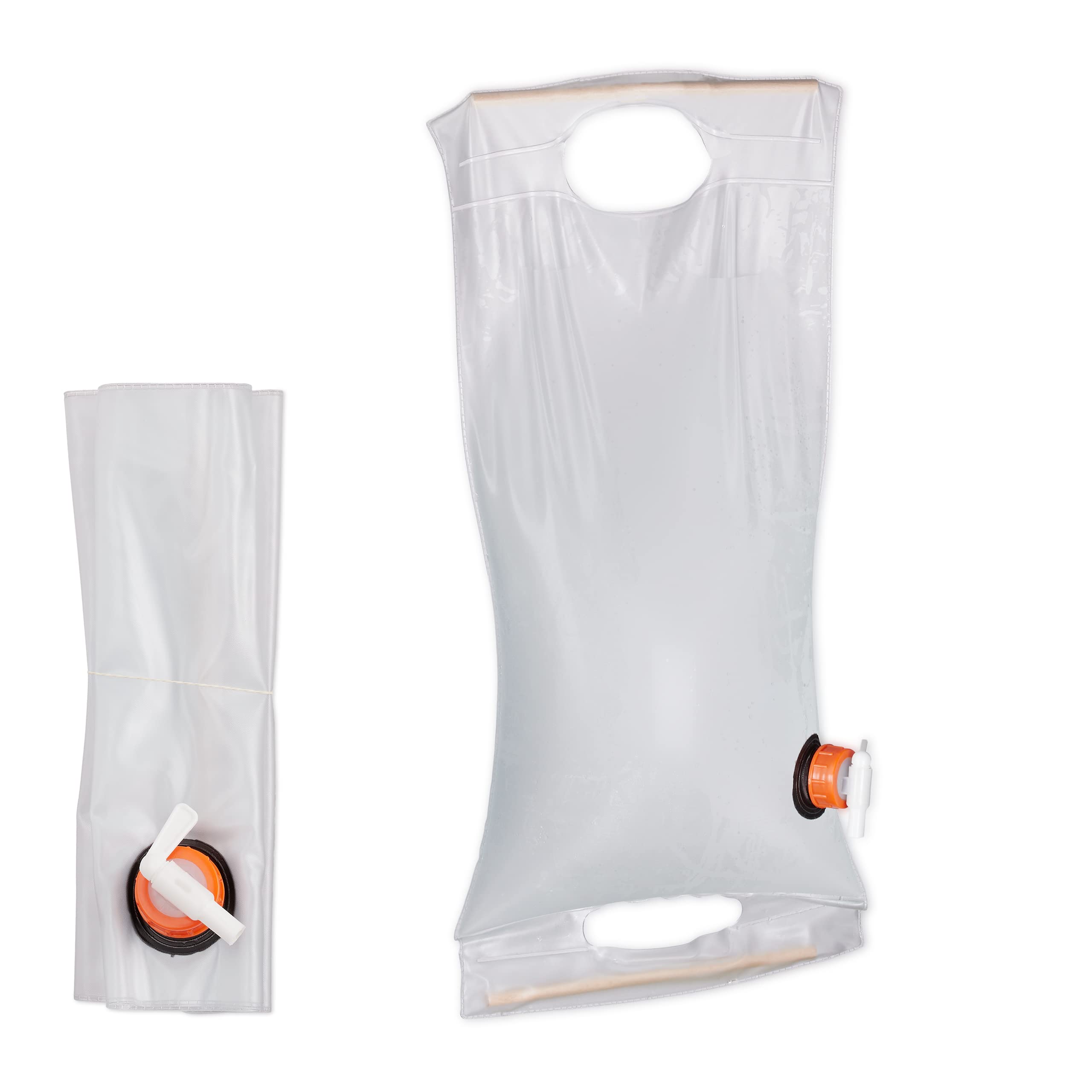 Relaxdays 10 Litre Folding Water Container, Compact Canister with Tap, Food-Safe, Camping, PVC, Transparent