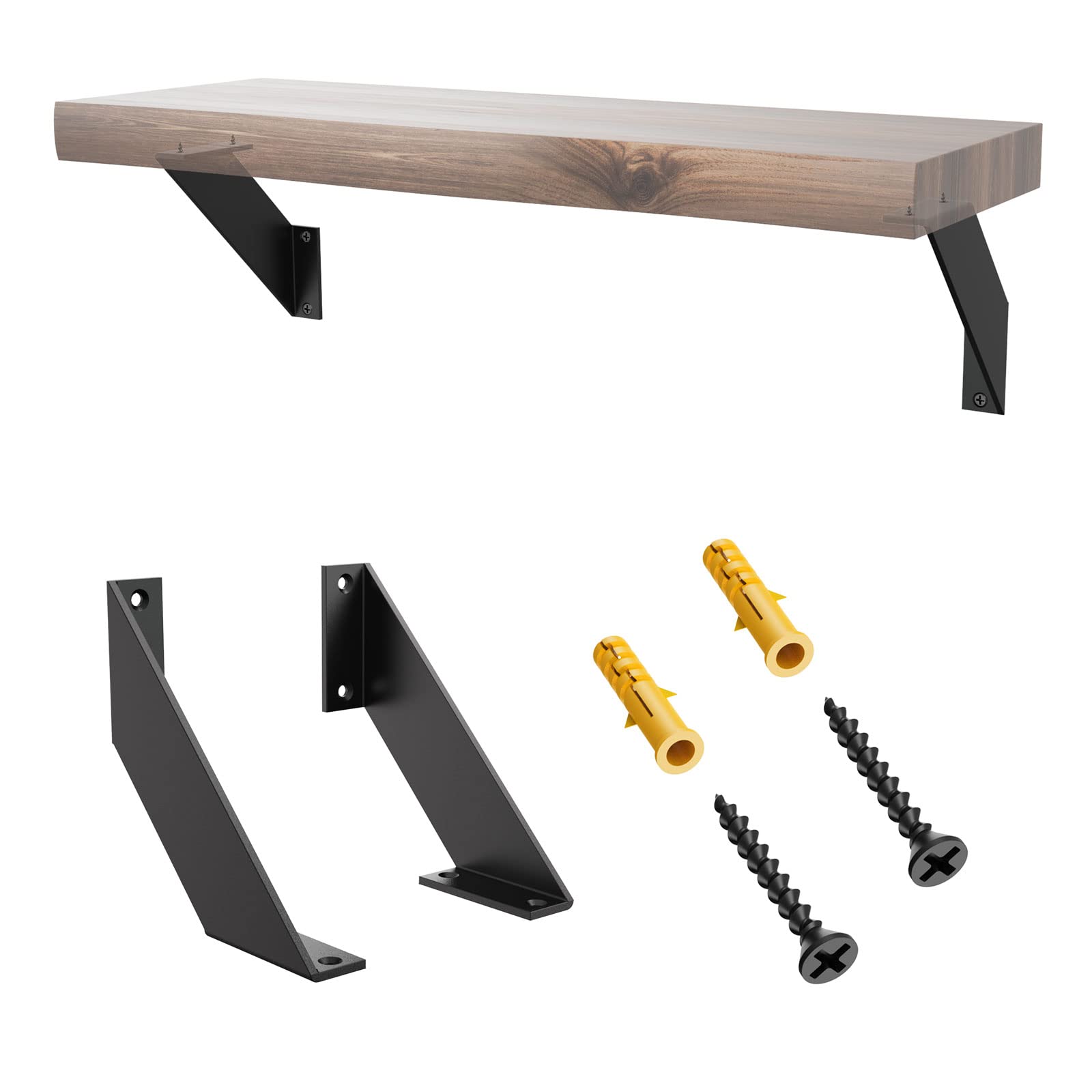 SPOROOT Black Shelf Bracket 15cm,Shelf Bracket 2pcs,Wall Mounted Shelves Support Bracket with Flat Angle Curved — image 1
