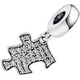 ZURWTCH One Piece Sparkling Puzzle Piece Dangle Charm Fit Women Bracelet Necklaces Fashion Gifts 925 Sterling Silver DIY Jewelry