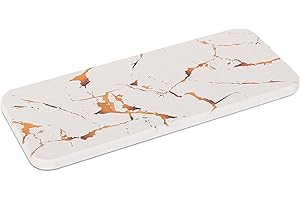 HEAGOALE Water Absorbing Stone Tray for Sink, Diatomite Bathroom Tray Quick Dry Dish Soap Holder Kitchen Sink Organizer for Modern Home Decor - Marble Gold