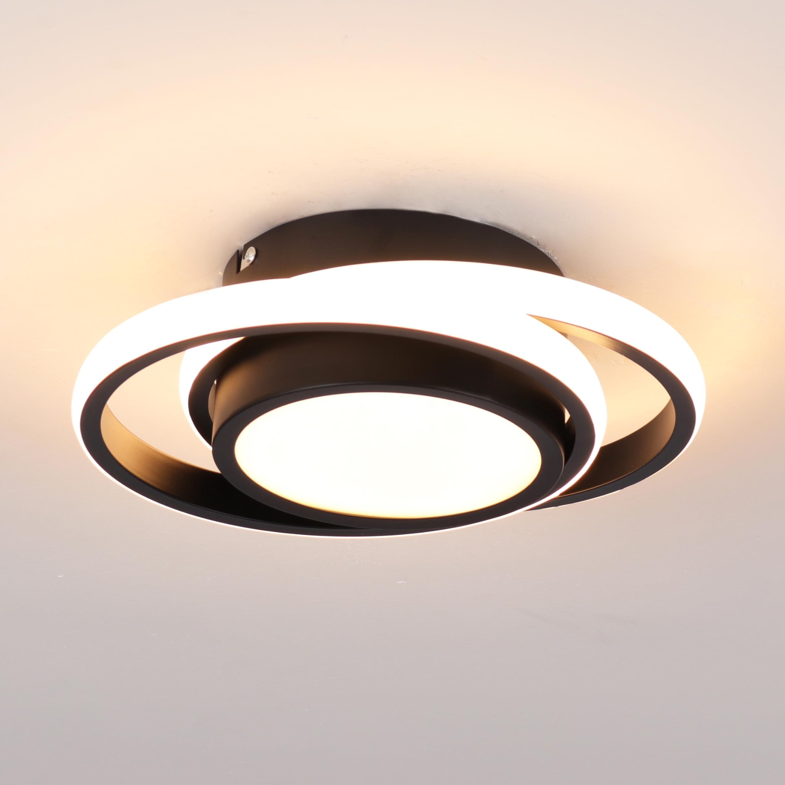 Photo 1 of CANEOE Small Modern LED Ceiling Light,2 Rings Creative Design Ceiling Lamp Indoor Lighting Fixtures for Hallway Living Room Bedroom Kitchen Office (Warm White,3000K)
