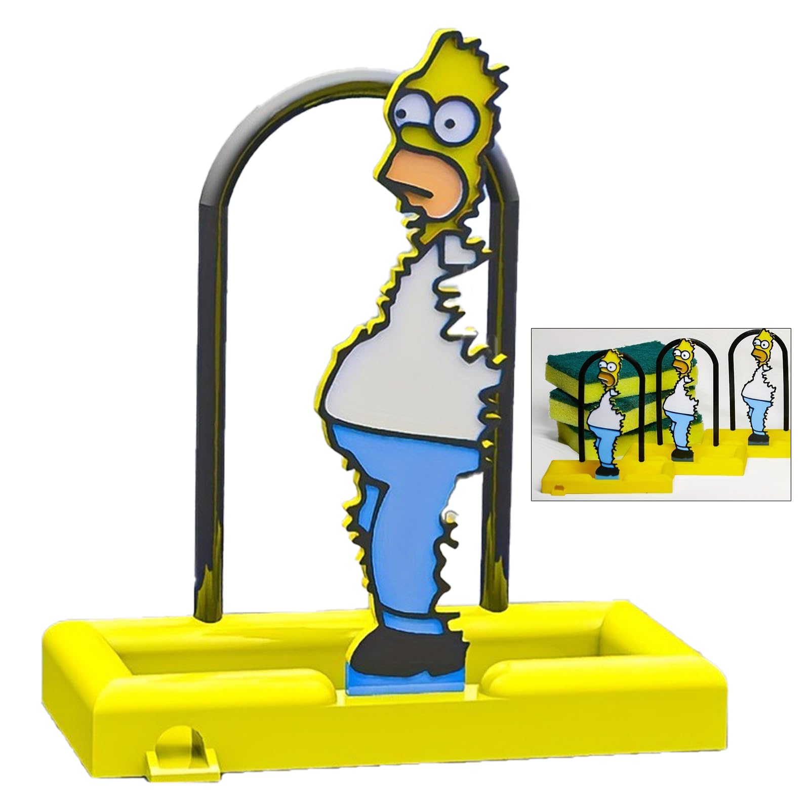 mohito Kitchen Sink Organizer Sponge Holder, Silicone Sink Container, Suitable for Kitchen Bathroom with Interesting Pattern Draining Sponge Plastic with Yellow Drain Hole